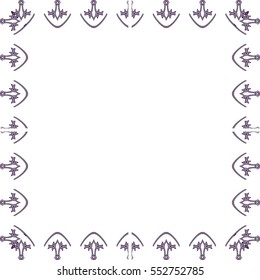 A frame of lines, abstract, floral, vintage pattern square frame on a white background.
