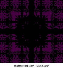 A frame of lines, abstract, floral, vintage pattern square frame on a black background.
