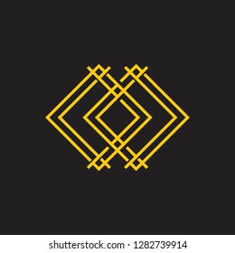 frame linked lines square logo vector