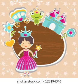 frame, little princess with castle