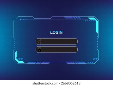 Frame login interface communication online technology on dot background.