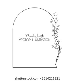 frame logo wedding frame invitation card template hand-drawn vector