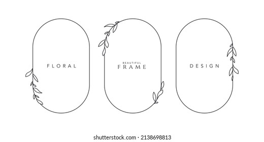 frame logo wedding frame oval invitation card template hand-drawn vector