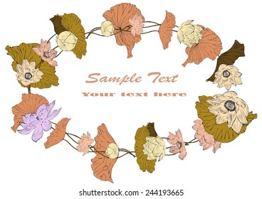 Frame lotus vector graphics drawing for background color and text