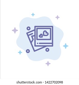 Frame, Love, Heart, Wedding Blue Icon on Abstract Cloud Background