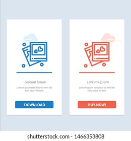 Frame, Love, Heart, Wedding  Blue and Red Download and Buy Now web Widget Card Template. Vector Icon Template background