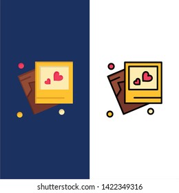 Frame, Love, Heart, Wedding  Icons. Flat and Line Filled Icon Set Vector Blue Background