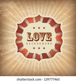 frame love over vintage background vector illustration