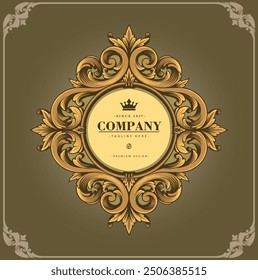 frame luxury baroque style ornament pattern gold color for product design, labels, stickers, merchandise, posters, and for your company or brand