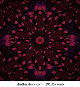 Frame made of autumn colorful leaves on magenta, black and brown background. Summer composition. Flat lay, top view,. Seamless Vector illustration.