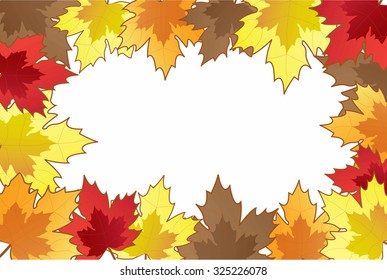 Frame made from autumn leaves on white