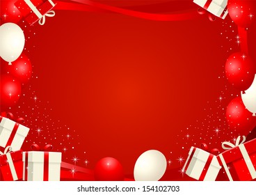 Frame made from balloons and gift boxes