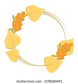 frame made of birch leaves and sea buckthorn branches