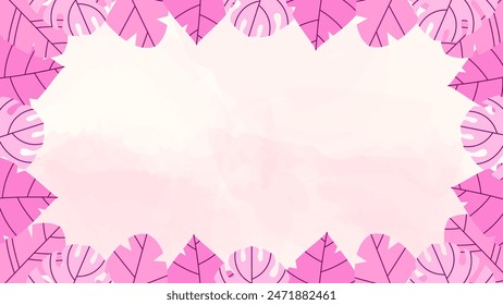 The frame is made of branches of tropical palm leaves in pink tones. Floral Border. Stylish fashionable frame. Summer background for banners, advertising, wedding invitations, and social media.