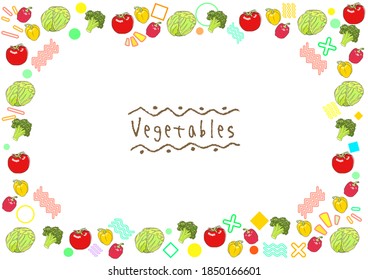 Frame made by arranging vegetables, A4 ratio horizontal