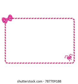 Frame made of candy cane, isolated on a white background. Vector illustration
