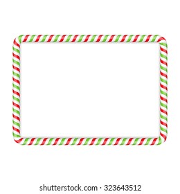 Frame made of candy cane, red and green colors, vector eps10 illustration