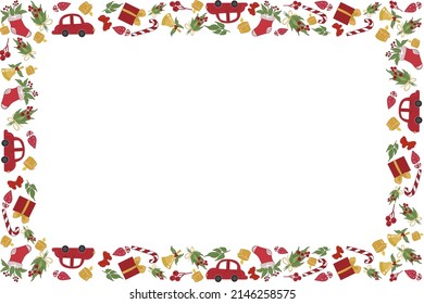 Frame made of Christmas items with copy space. Happy New Year