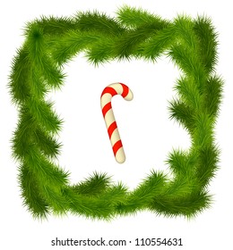 frame made of christmas tree with a candy vector