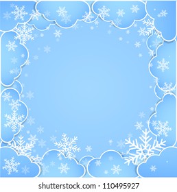 Frame made ??of clouds. Abstract Background. Winter theme