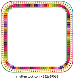 Frame made from color pencils, version with round corner