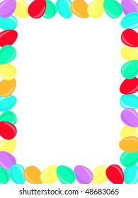 a frame made of colored Easter eggs
