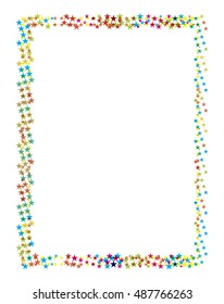 Frame made of colored stars for a happy celebration or Xmas