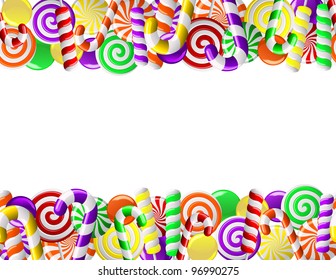 Frame made of colorful candies. Seamless pattern