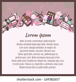 Frame made of cosmetics. Makeup vector illustration
