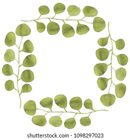 Frame made of cute eucalyptus leaves. Great for wedding and invitations. 