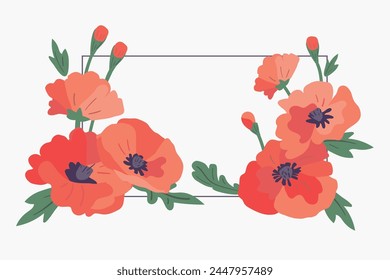 A frame made of decorative poppies
flowers. Summer, spring. For postcards, greetings, invitations.