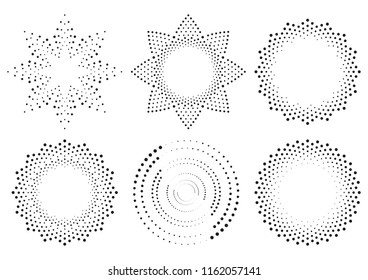 Frame made of dots. Dot pattern. Set of delicate ornaments. Design template for invitations and holiday cards.