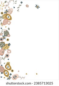 Frame made of elements for Easter. Traditional Easter elements. Vector illustration. Traditional easter ornament. Happy easter. Hand-drawn. Vector illustration.