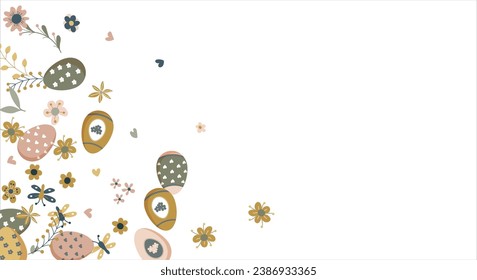 Frame made of elements for Easter. Traditional Easter elements. Vector illustration. Traditional easter ornament. Happy easter. Hand-drawn. Vector illustration.