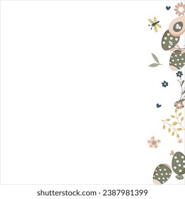 Frame made of elements for Easter. Traditional Easter elements. Vector illustration. Traditional easter ornament. Happy easter. Hand-drawn. Vector.