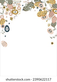 Frame made of elements for Easter. Traditional Easter elements. Vector illustration. Traditional easter ornament. Happy easter. Hand-drawn. Vector illustration.
