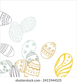Frame made of elements for Easter. Traditional Easter elements. Vector illustration. Traditional easter ornament. Happy easter. Hand-drawn. Vector.