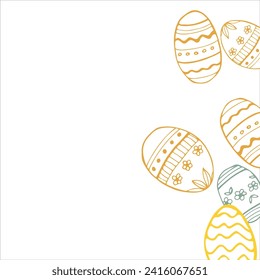 Frame made of elements for Easter. Traditional Easter elements. Vector illustration. Traditional easter ornament. Happy easter. Hand-drawn. Vector illustration.