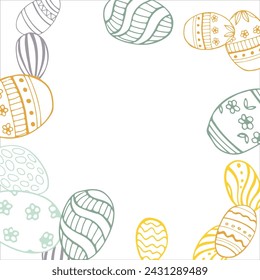 Frame made of elements for Easter. Traditional Easter elements. Vector illustration. Traditional easter ornament. Happy easter. Hand-drawn. Vector illustration.