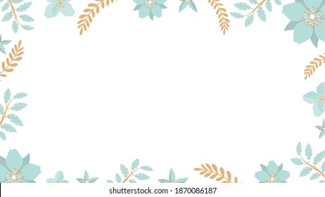 Frame made of flowers and leaves. Ready-made poster in gentle colors with place for text. For weddings and women's parties. Vector.