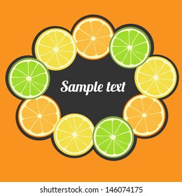 Frame made of fresh, fruit - vector illustration
