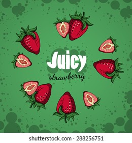 Frame made from hand drawn strawberries. Vector illustration