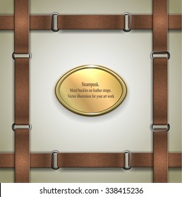 Frame made of leather belts. Vector illustration