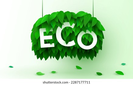 Frame made from leaves. The concept of green technology and ecology. Vector illustration