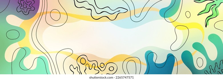Frame made of organic shapes, amorphous and vegetable figures, hand drawn elements for design