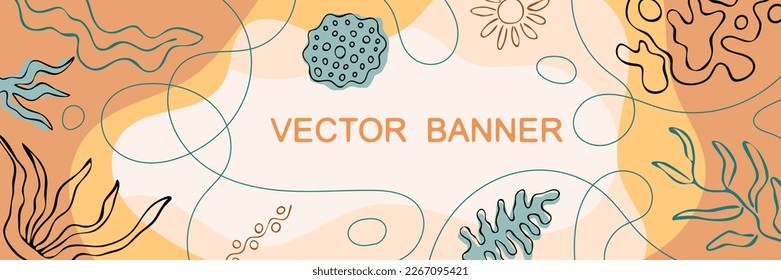 Frame made of organic shapes, amorphous and vegetable figures, hand drawn elements for design