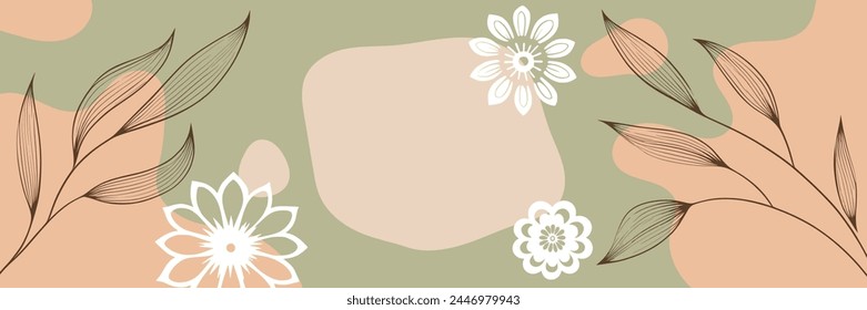 Frame made of organic shapes, amorphous and vegetable figures, hand drawn elements for design