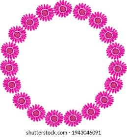 The frame is made of pink chrysanthemums. The flower frame is round. Pattern for textile, fabric, background, packaging paper, wallpaper.