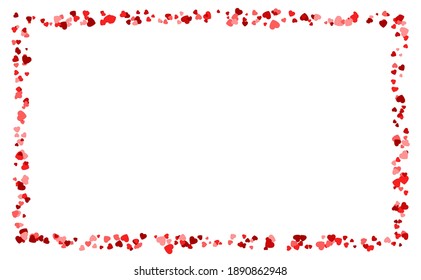 Frame made of pink and red hearts with blank space in the middle. Happy Valentine's day pattern. Stock vector illustration