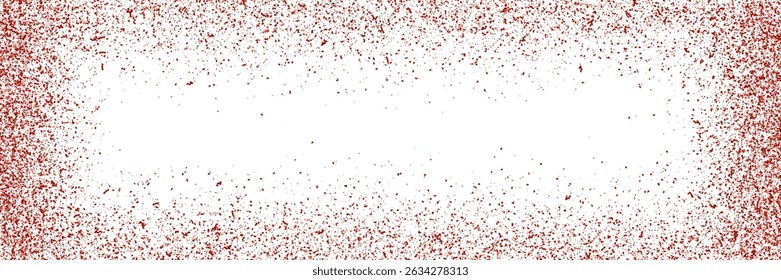 Moldura feita de pó de pimenta granular vermelho na vista superior branca. Textura barulhenta de pimenta. Partículas de pimenta salpicando no topo da mesa ou bancada. Ilustração vetorial